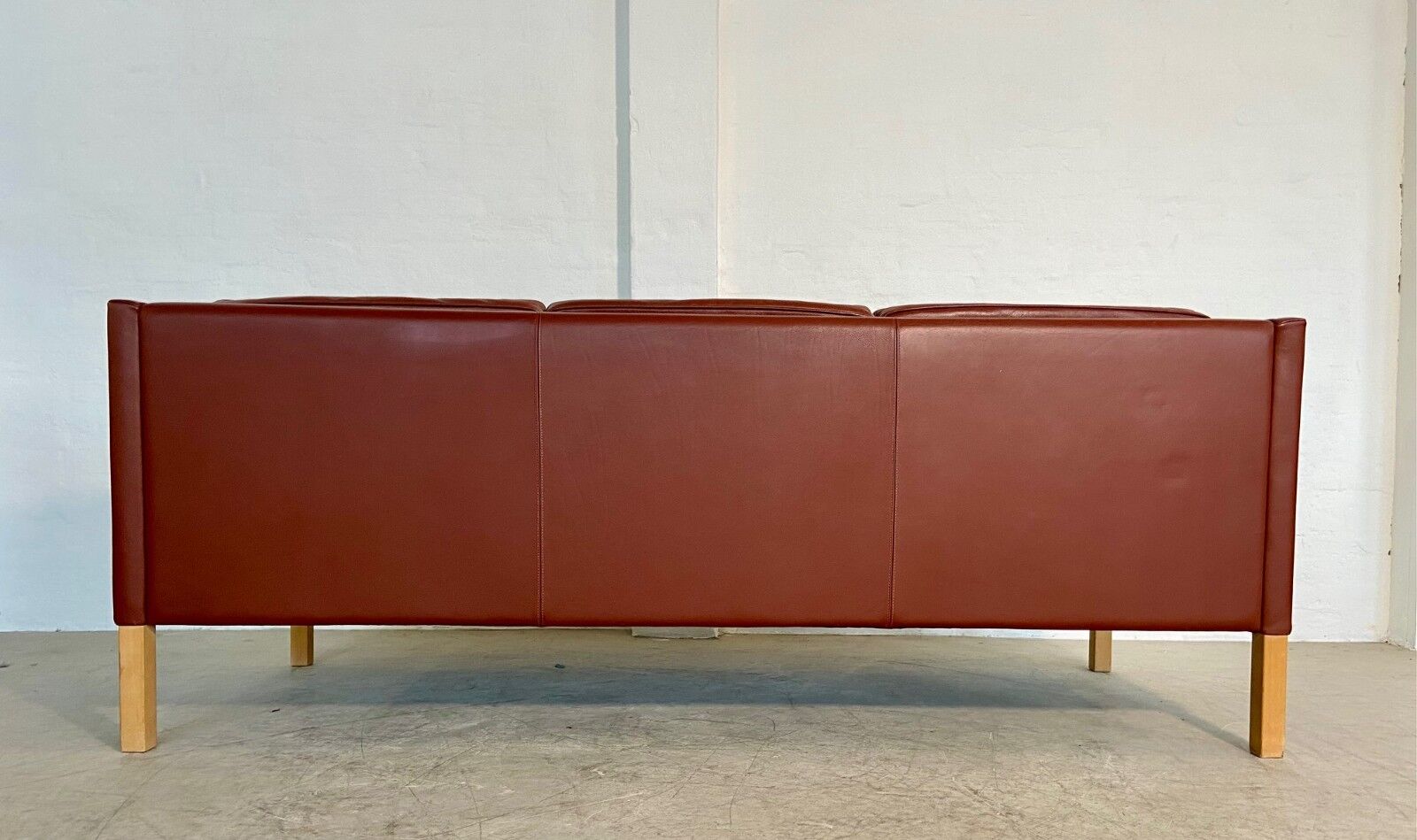 Vintage Danish mid-century Mogens Hansen 3-person cognac leather sofa