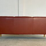 Vintage Danish mid-century Mogens Hansen 3-person cognac leather sofa