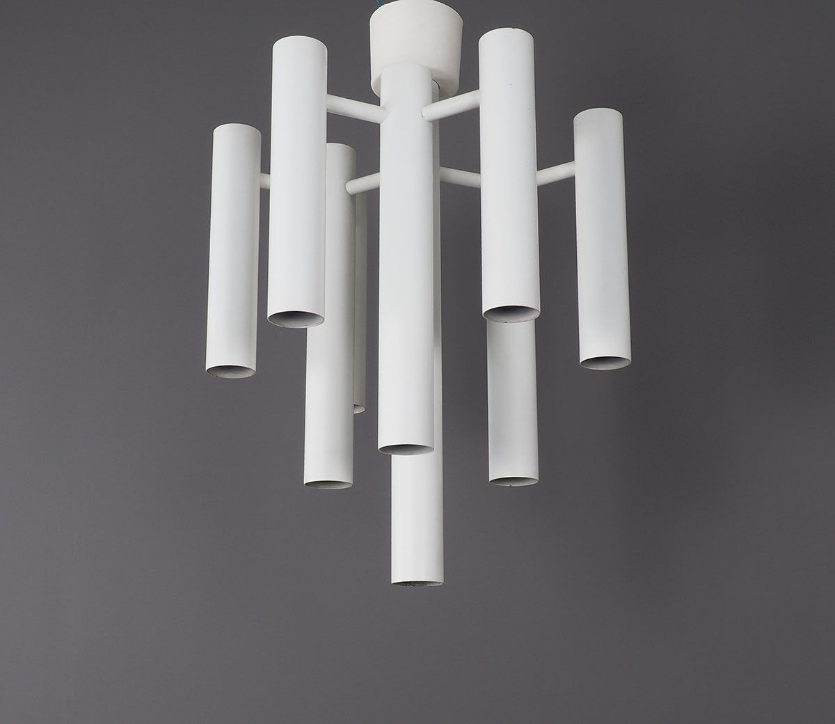 Plafonnier en métal blanc par Temde, années 1970