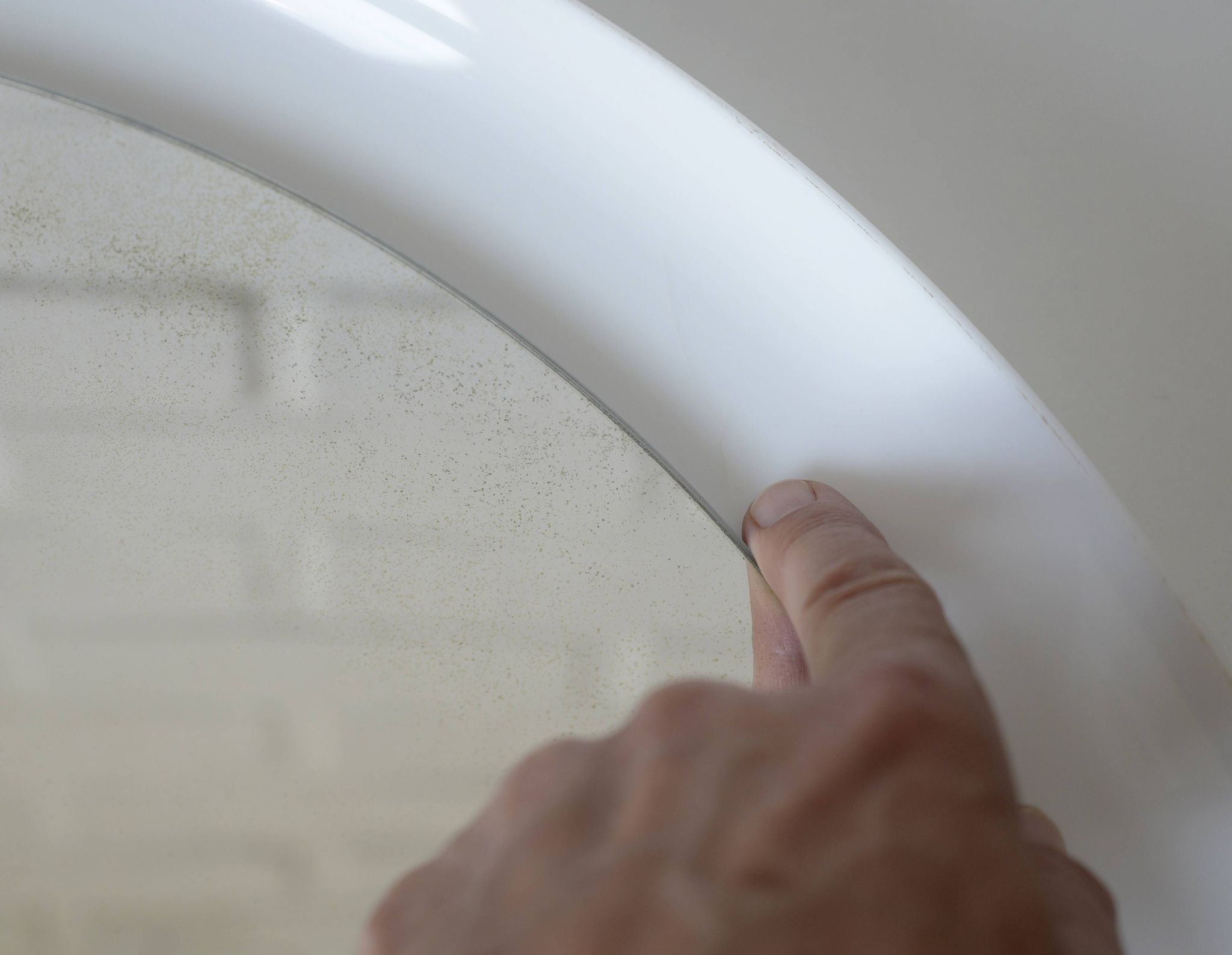 Vintage wall round white plastic mirror, Meblo 1970, retro