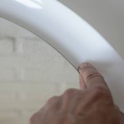 Vintage wall round white plastic mirror, Meblo 1970, retro