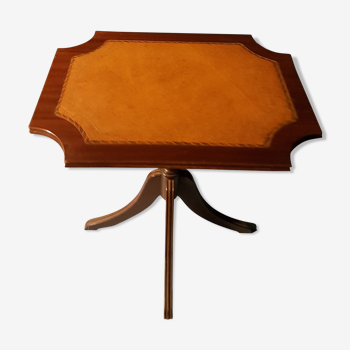 Table d'appoint en bois et cuir