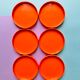 6 vintage orange plastic glass undersides from the 70s