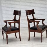 1920-30s, set of 2 armchairs, design after Georges Jacob, carved teak wood.