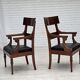 1920-30s, set of 2 armchairs, design after Georges Jacob, carved teak wood.
