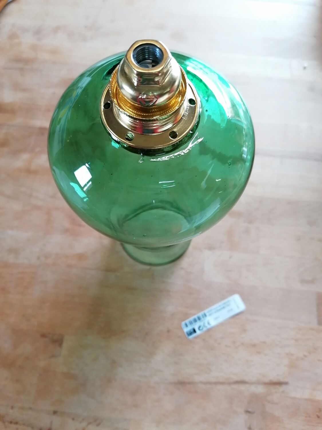 Vintage green pendant lamp in blown glass