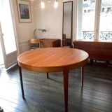 Large teak table with extensions by Jean Tricoire and Robert Vecchione