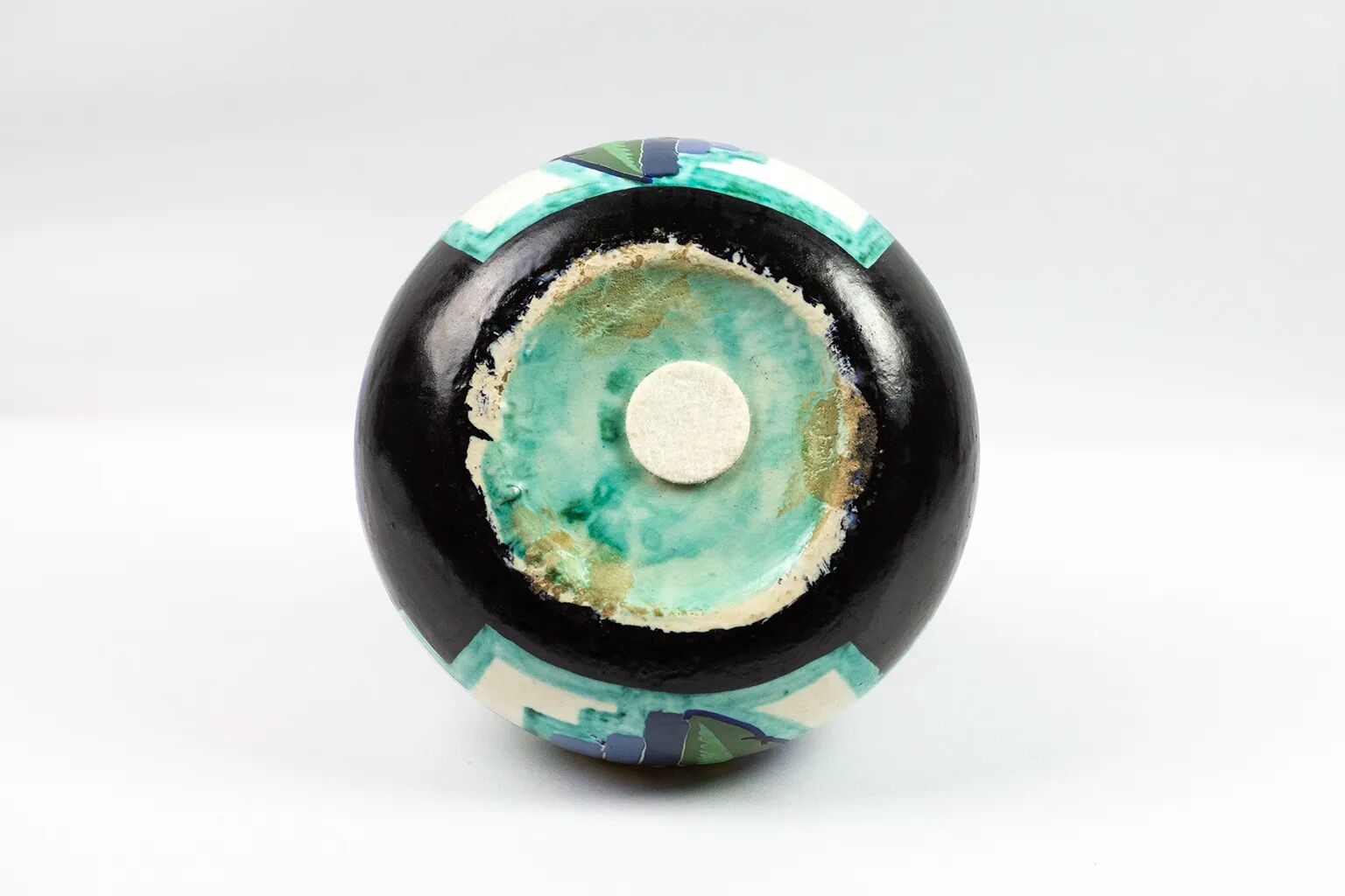 Art Deco Vase by Louis Dage – ceramic with floral decoration on a black background, 1930