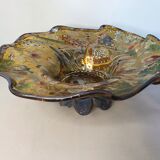 Coupe en verre émaillé décor médiéval 1900
