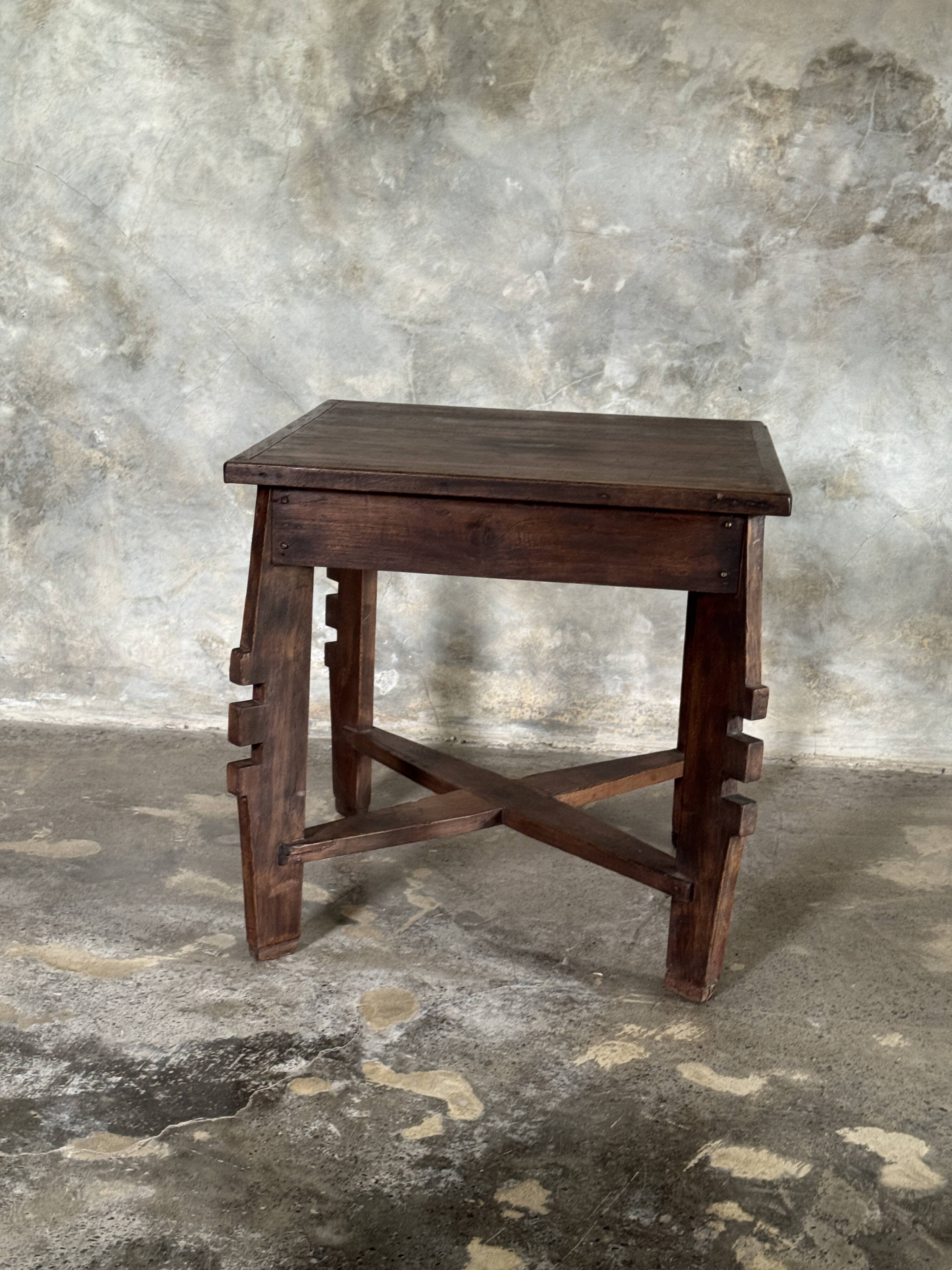 Coffee table, small vintage Indonesian modernist table in teak.