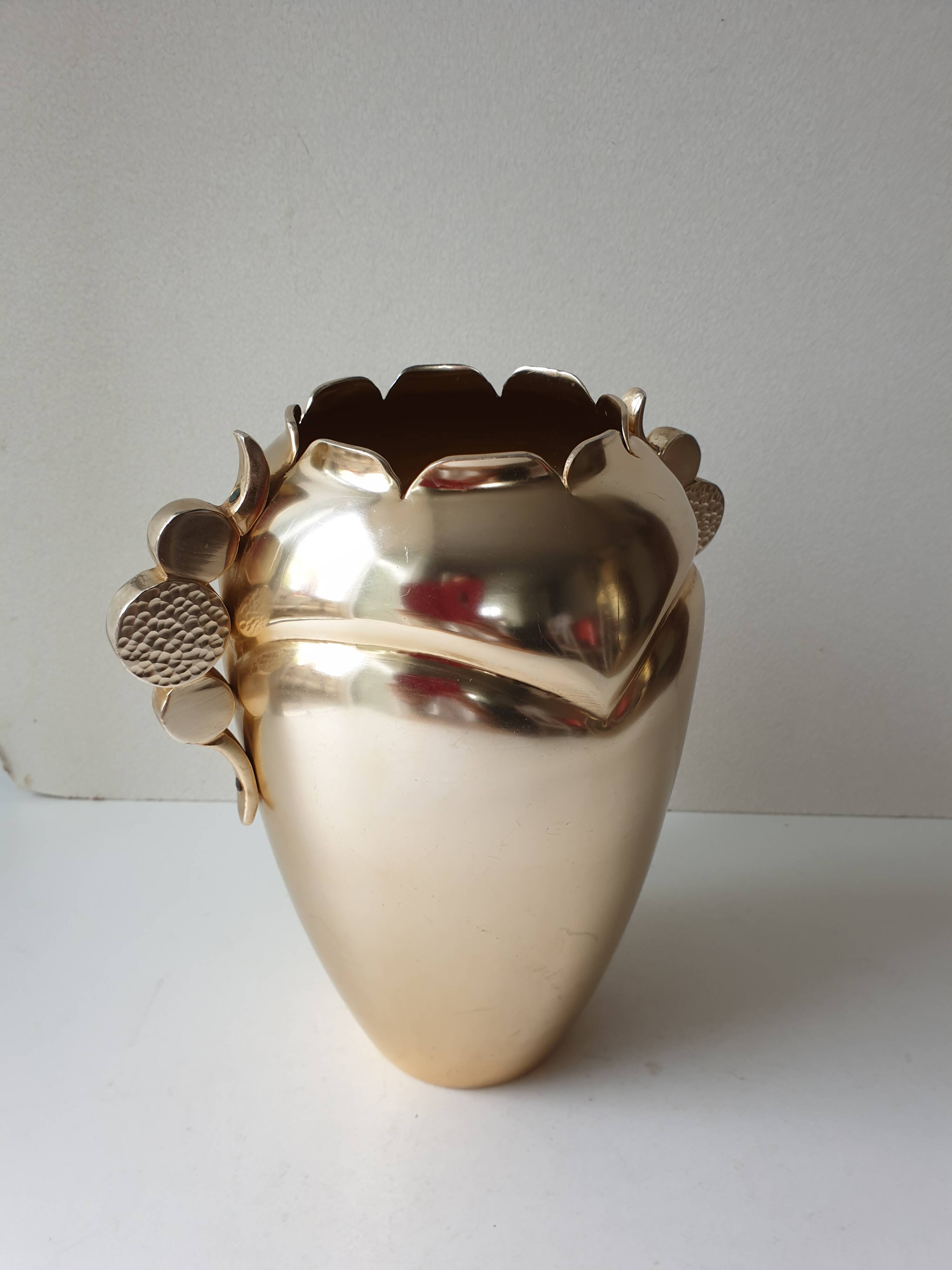 Art deco metal vase signed luxium france