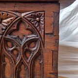 Old Gothic chest 17th century solid oak