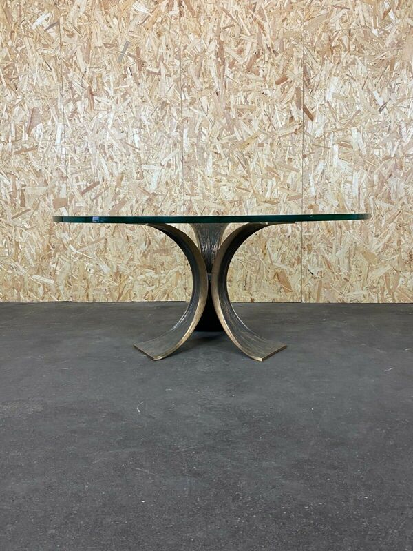 Table basse des années 60 70 Luciano Frigerio Table en verre en bronze brutaliste des années 60