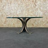 60s 70s Coffee Table Luciano Frigerio Brutalist Bronze Glass Table 60s