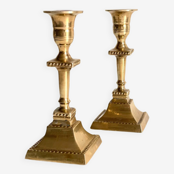 Pair of Vintage INDIA Solid Brass CANDLE HOLDERS