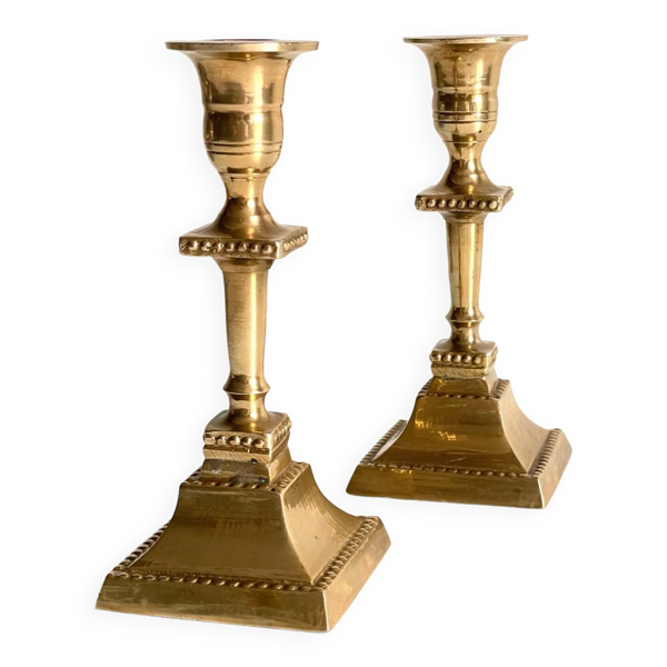Paire de BOUGEOIRS Laiton Massif INDIA Vintage