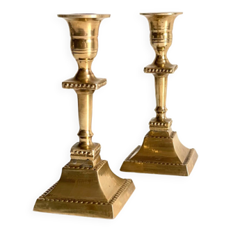 Pair of Vintage INDIA Solid Brass CANDLE HOLDERS