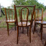 Lot of 8 Art Deco bistro chairs seated screen-printed