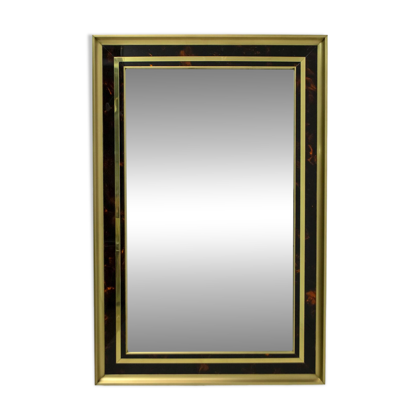 Sandro Petti Midcentury Italian Brass and Celluloid Mirror by "Metal Art",