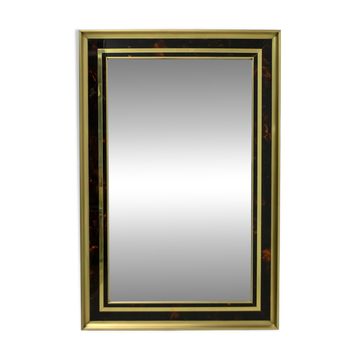 Sandro Petti Midcentury Italian Brass and Celluloid Mirror by "Metal Art",