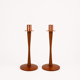 Pair of vintage Scandinavian candlesticks in teak & copper, Sweden, 1970s