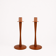 Pair of vintage Scandinavian candlesticks in teak & copper, Sweden, 1970s