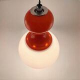 Vintage Pendant Light Made in Italy - Opaline Orange and White Glass, 1960s