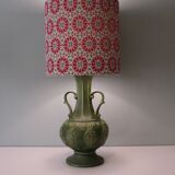 Ceramic table lamp from Bay, West Germany 1960 with handcrafted lampshade