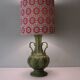 Lampe de table en céramique de Bay Allemagne de l'Ouest 1960 avec abat-jour artisanal