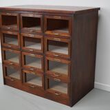 Vintage Dutch Oak Haberdashery Shop Cabinet / Vitrine, 1950s