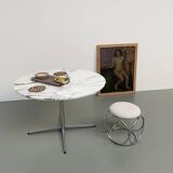 60s marble table with chrome cross base