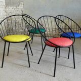Set of 4 basket armchairs from the 1950s