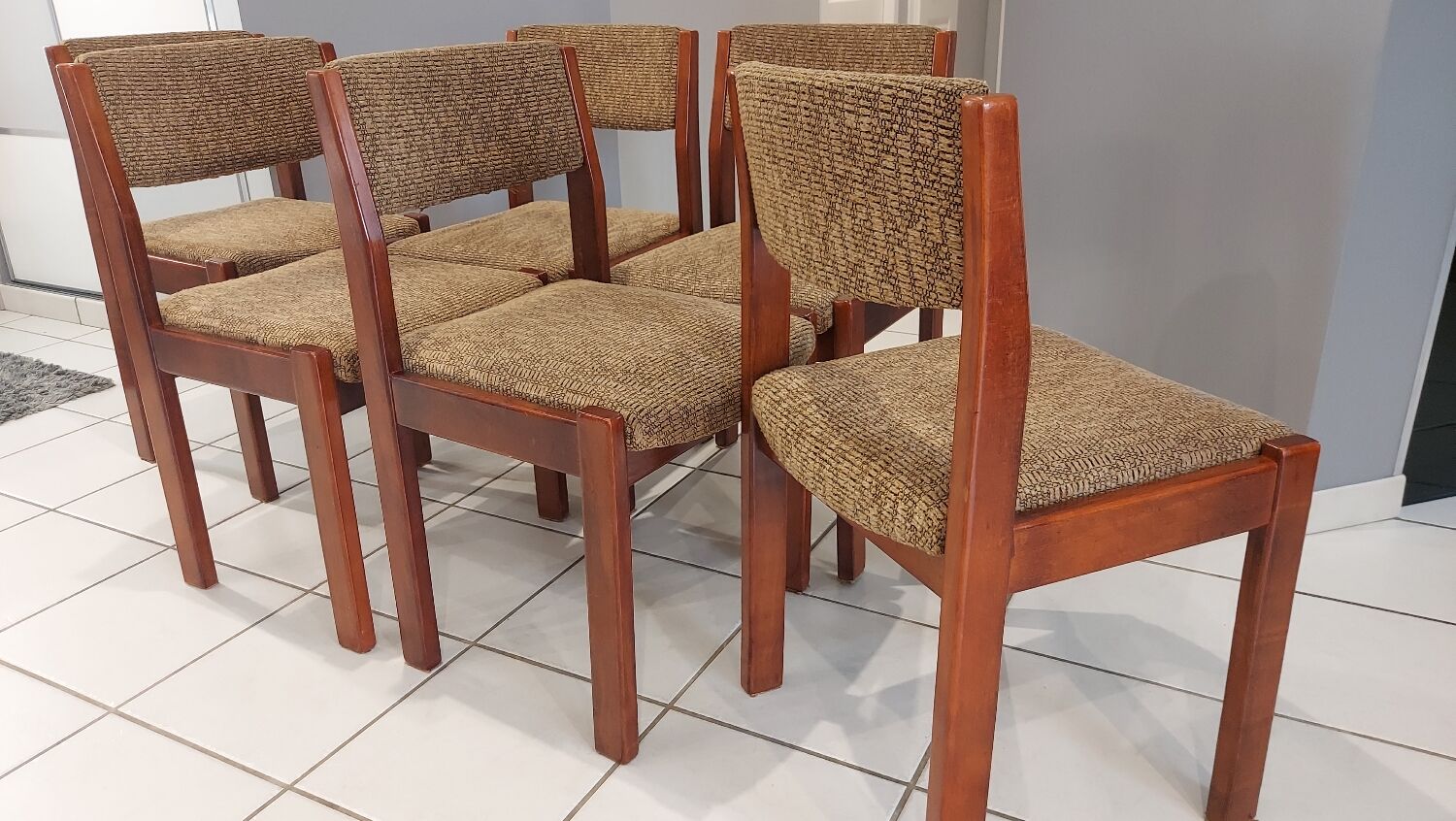 Suite of 6 vintage Baumann dining chairs 1970