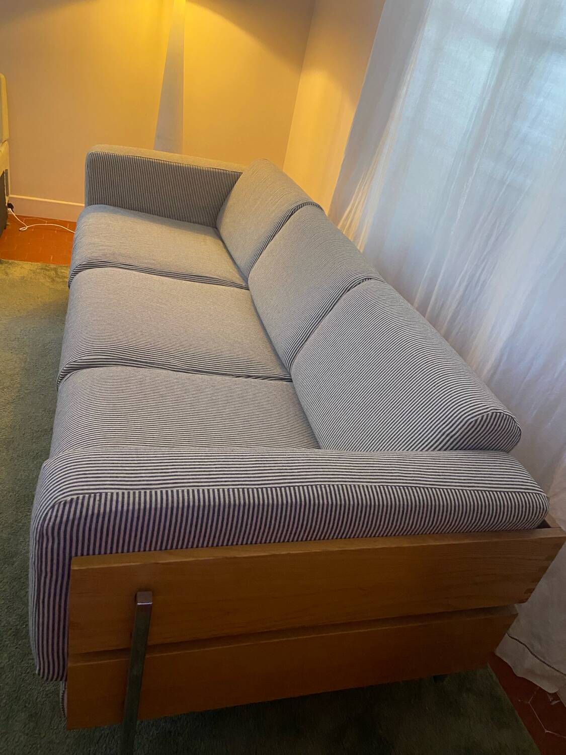 Habitat striped wood and metal sofa