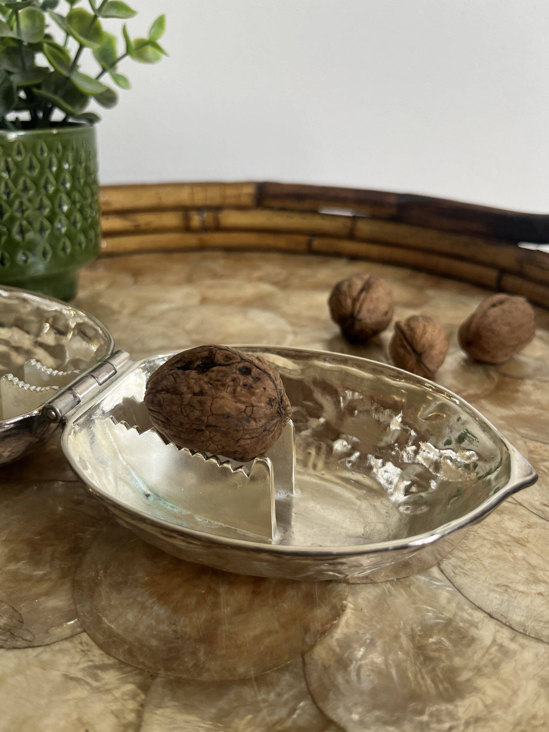 VINTAGE METAL NUT CRACKER AND WALNUT SHAPE