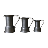 Lot de 3 pichets ancien en étain Damart Art Déco