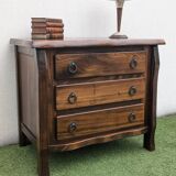 Vintage Brutalist Solid Elm Chest of Drawers