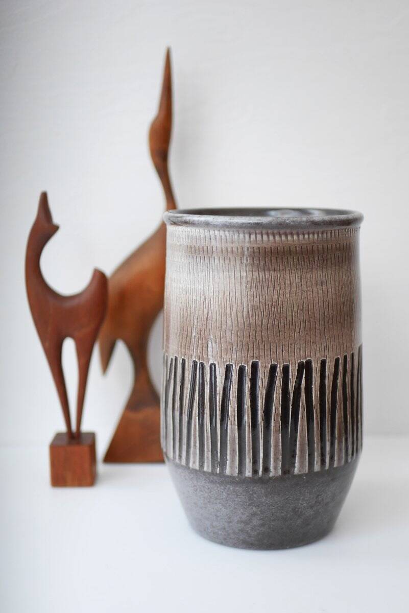 Vases en céramique de design artistique scandinave moderne du milieu du siècle par Ingrid Atterberg pour Upsala Ekeby, Suède, années 1970, ensemble de 2.
