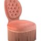 Fauteuil crapaud capitonné rose vintage
