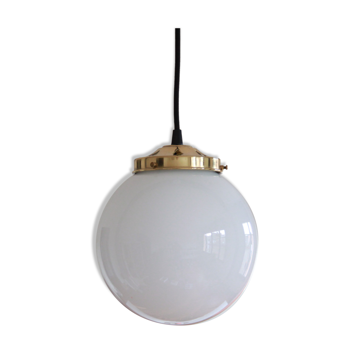 Suspension globe opaline white glass ball glass school administration 20 cm