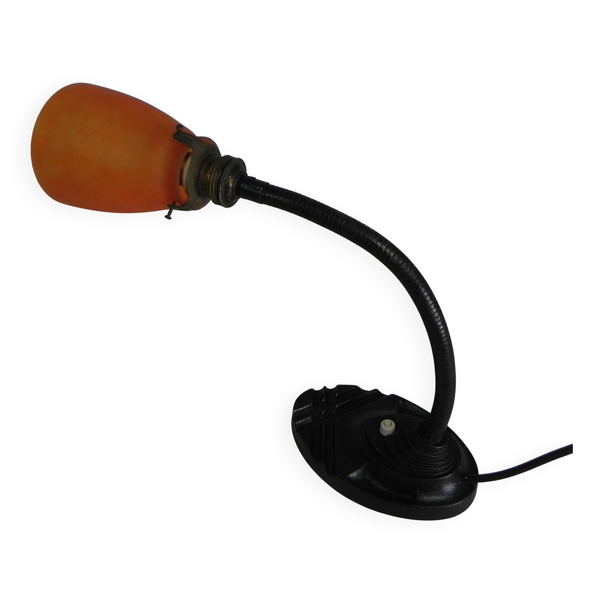 Lampe de bureau ERPE avec abat-jour en verre orange, années 1930