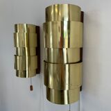 Pair of Scandinavian teak and brass sconces