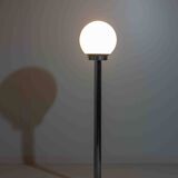 Chrome floor lamp with large opaline globe, Italy 1970s