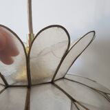 Lotus flower suspension in mother-of-pearl and brass