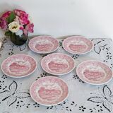 6 Italian English porcelain dessert plates: Swiss Landscape