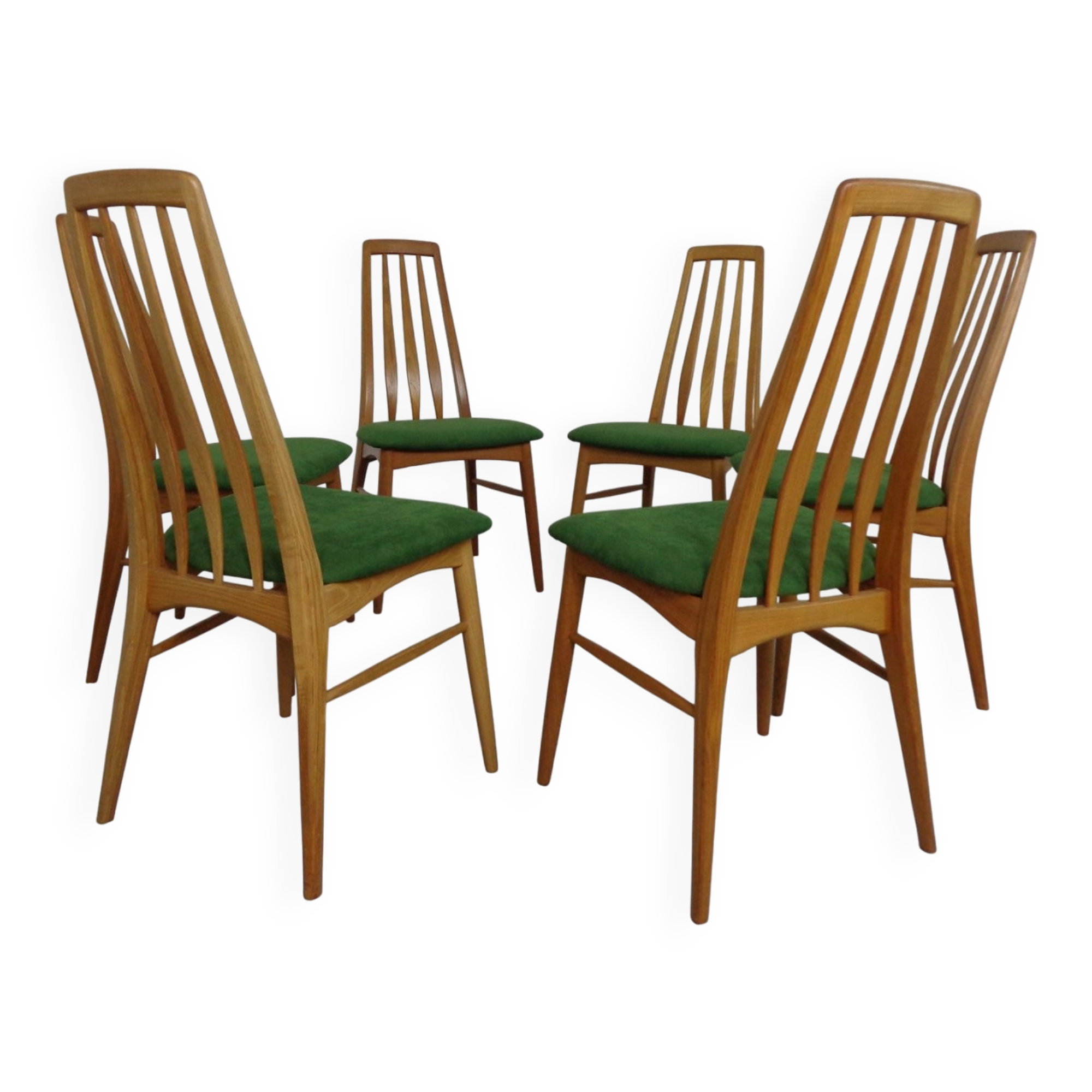 Eva dining chairs in teak by Niels Koeefoed for Hornslet Møbelfabrik, Denmark, 1960s, set of 6.