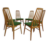 Eva dining chairs in teak by Niels Koeefoed for Hornslet Møbelfabrik, Denmark, 1960s, set of 6.