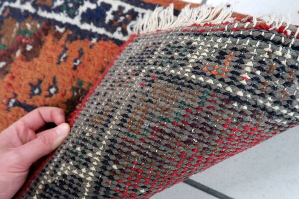 Tapis vintage du Moyen-Orient Hamadan fait main en laine – 41 x 58 cm années 1970