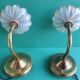 Pair of antique gold candlestick wall sconces