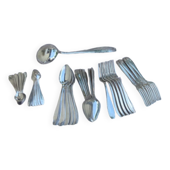 Set of 35 place settings in vintage silver metal 1950 Apollo